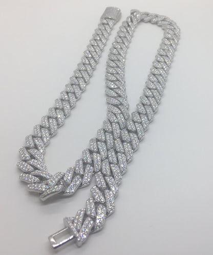 12mm Moissanite Prong Cuban Chain