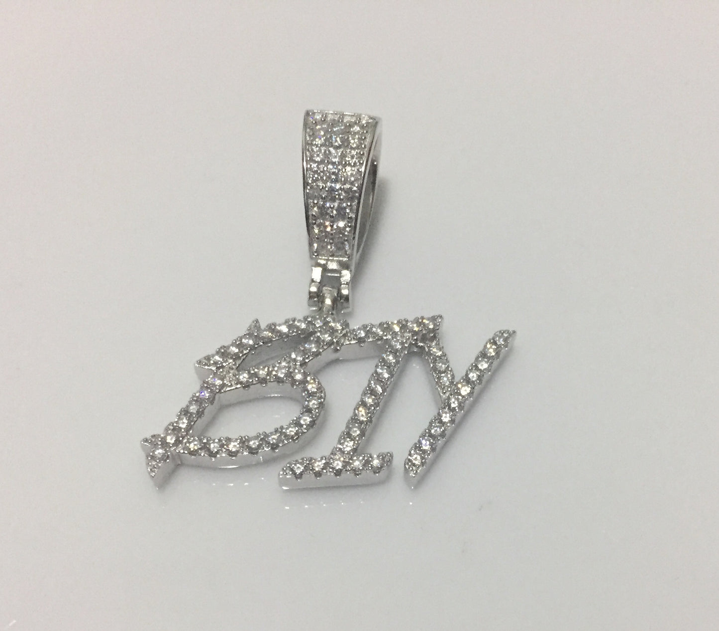 Custom Moissanite Letter/Number Pendant - Small BRUSH FONT