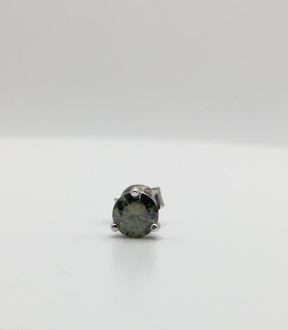 5mm Dark Green Moissanite Stud Earring (1 Single Earring, 0.5ct )