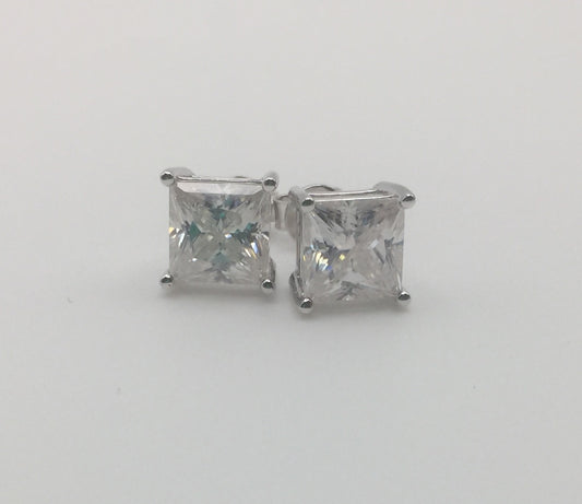 Princess Cut Moissanite Stud Earrings (2 Carat)