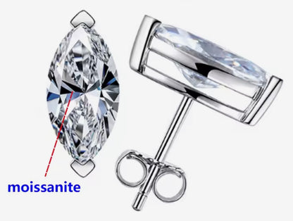 Marquise Cut Moissanite Stud Earrings (1 Carat)