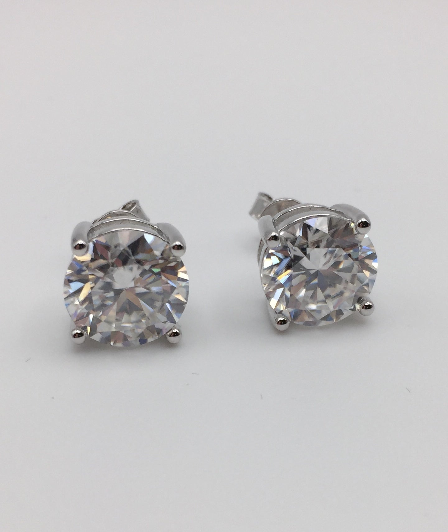 4 Carat VERY LARGE Moissanite Stud Earrings (Screw-back, 4 prong)