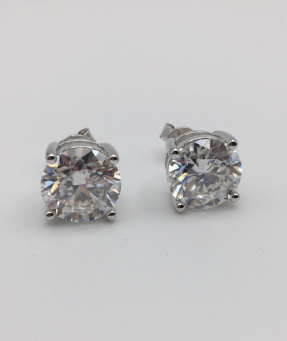 4 Carat VERY LARGE Moissanite Stud Earrings (Screw-back, 4 prong)