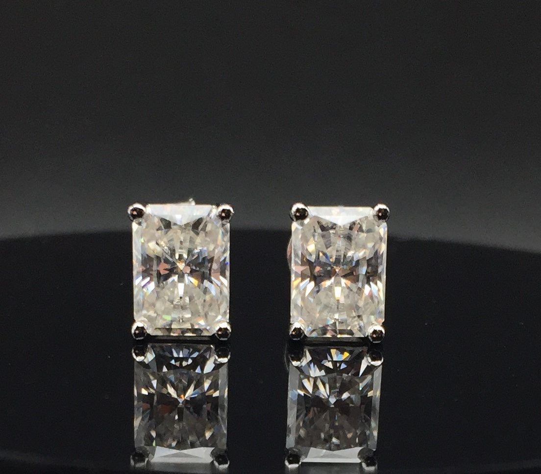 Radiant Cut Moissanite Stud Earrings (1 Carat)
