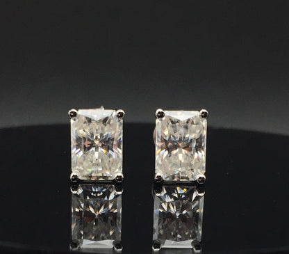 Radiant Cut Moissanite Stud Earrings (1 Carat)