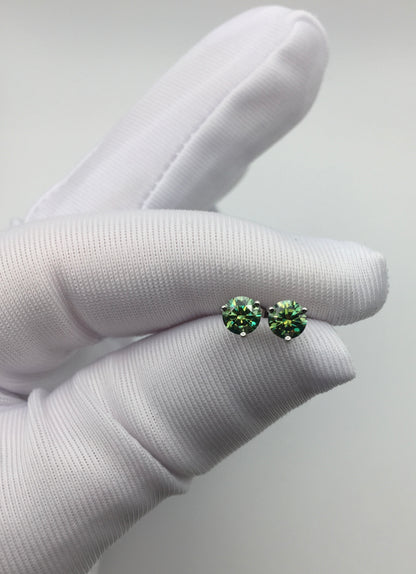 5mm Bluish-Green Moissanite Stud Earrings (0.5ct)
