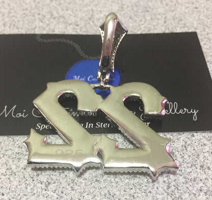 Custom Moissanite Letter/Number Pendant (Gothic Script Style - Medium size)