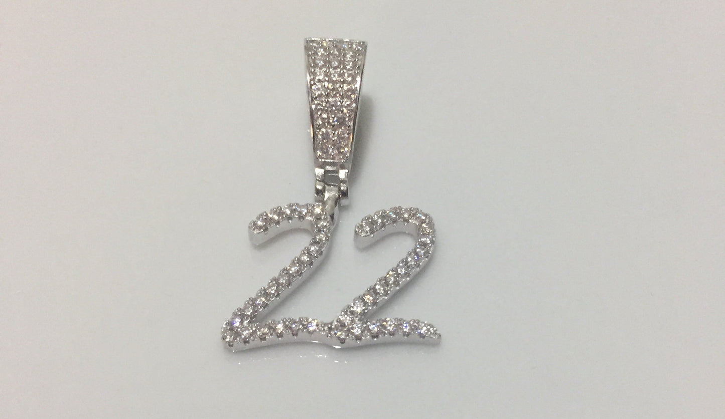 Custom Moissanite Letter/Number Pendant - Small BRUSH FONT