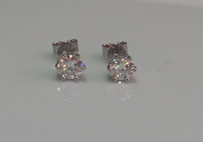 Moissanite Studs: 0.5 - 2 Cts. (Pushback, 6 Prong)