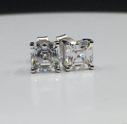 Asscher Cut Moissanite Stud Earrings (1 Carat)