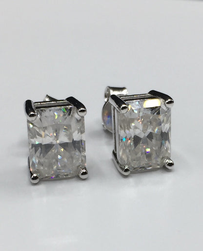 Radiant Cut Moissanite Stud Earrings (2 Carat)