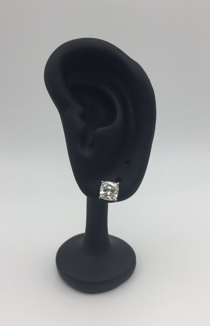 Cushion Cut Moissanite Stud Earrings (2 Carat)