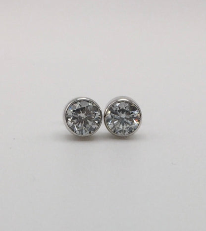 6mm Bezel set Moissanite Stud Earrings (0.8ct)