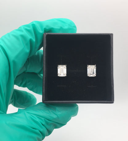 Emerald Cut Moissanite Stud Earrings (2 Carat)