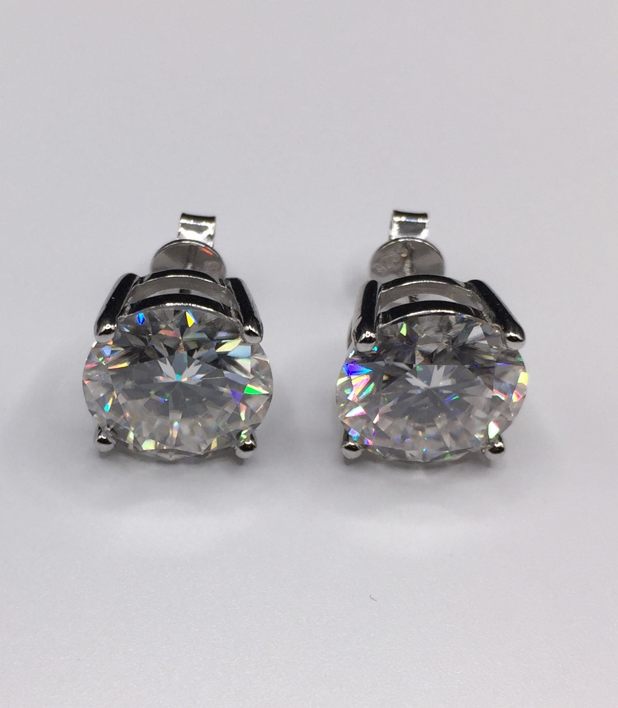 5 Carat VERY BIG Moissanite Stud Earrings (Screwback, 4 prong)