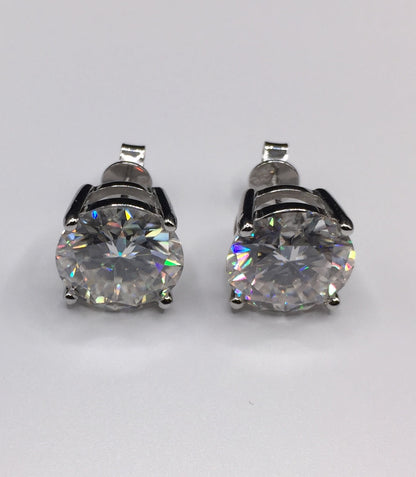5 Carat VERY BIG Moissanite Stud Earrings (Screwback, 4 prong)