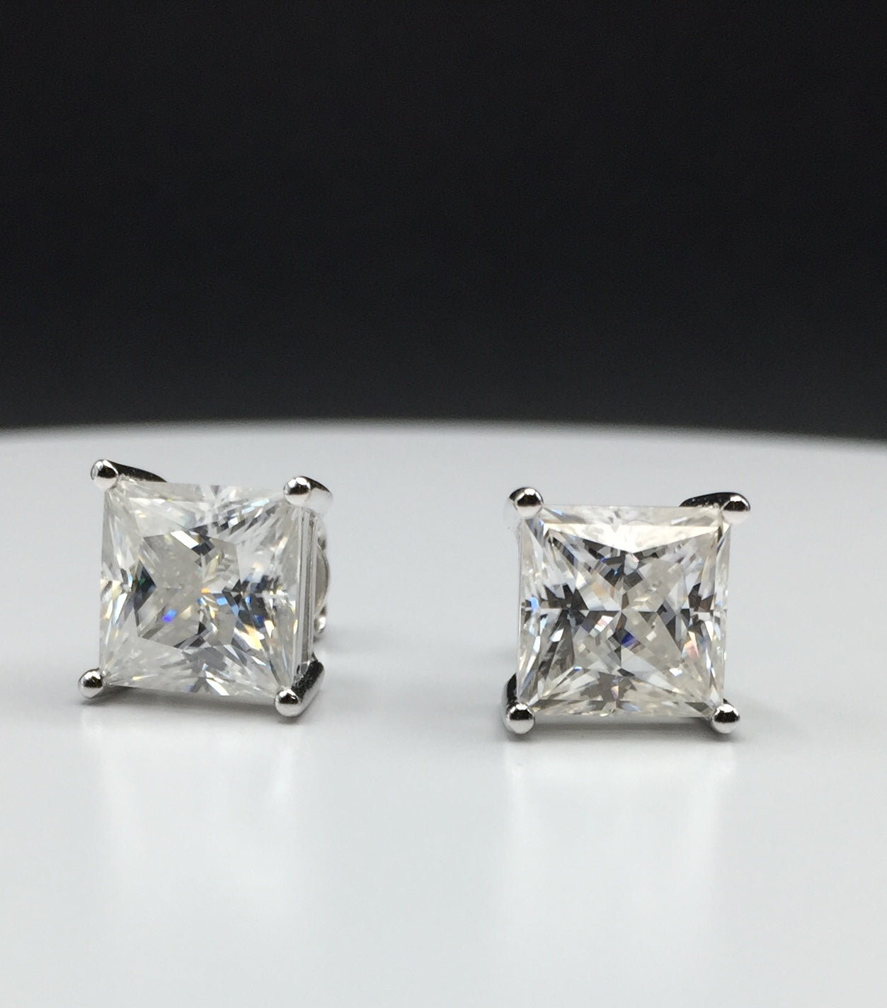 Princess Cut Moissanite Stud Earrings (3 Carat - LARGE)