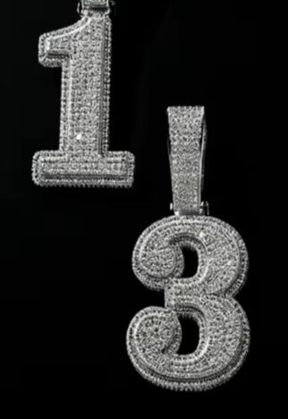 LARGE Custom Moissanite Number Pendant