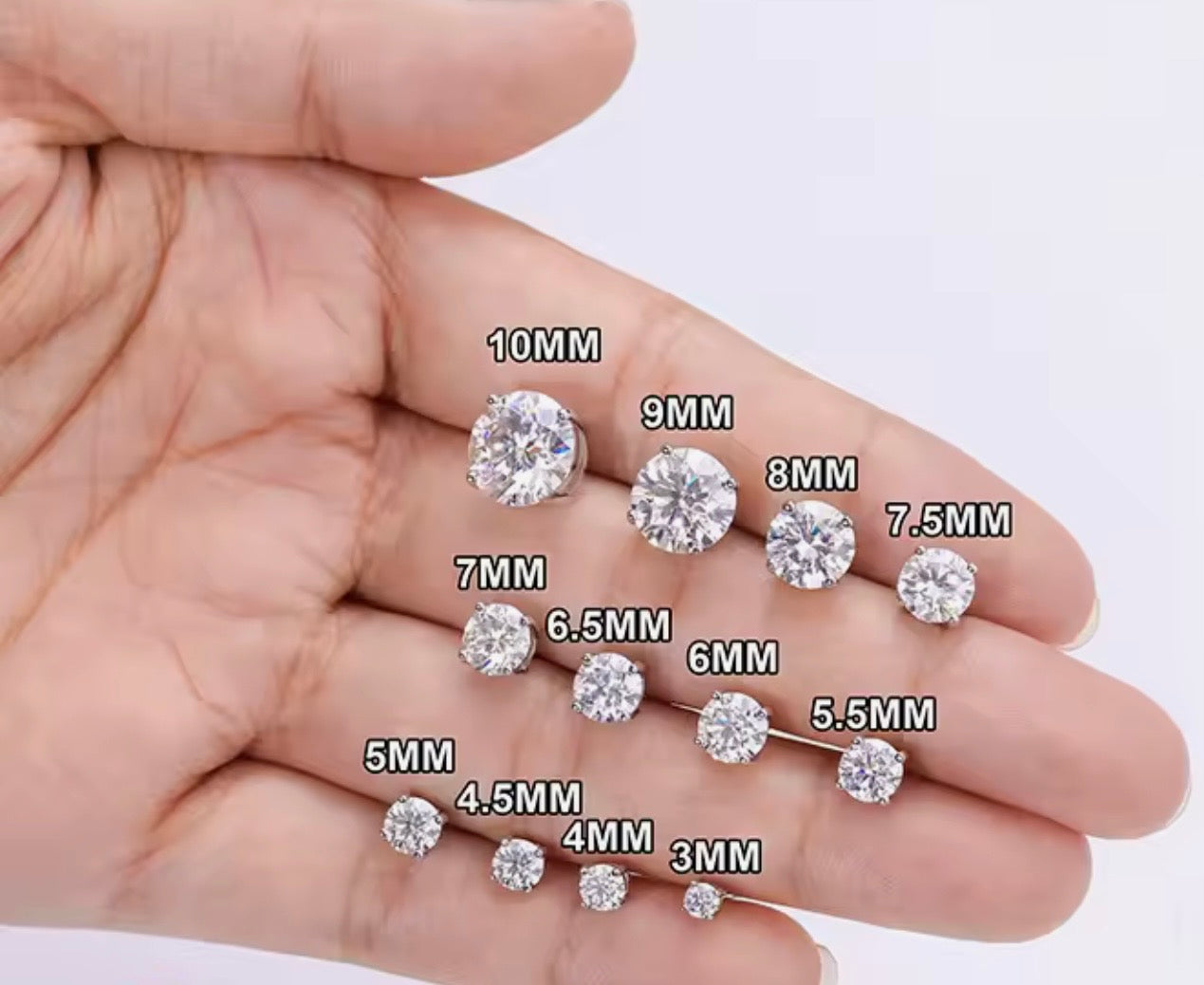 3mm Moissanite Stud Earrings (0.1ct) - Screwback