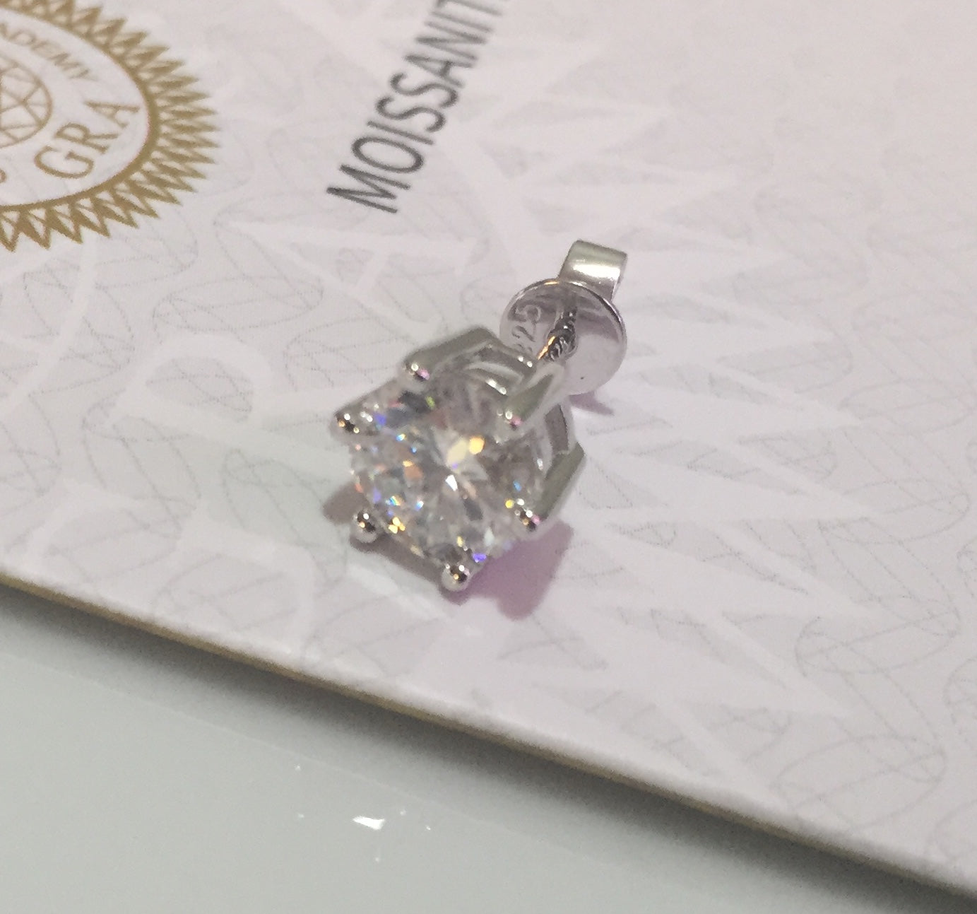 1 Carat Moissanite Stud Earring (One Single Earring)