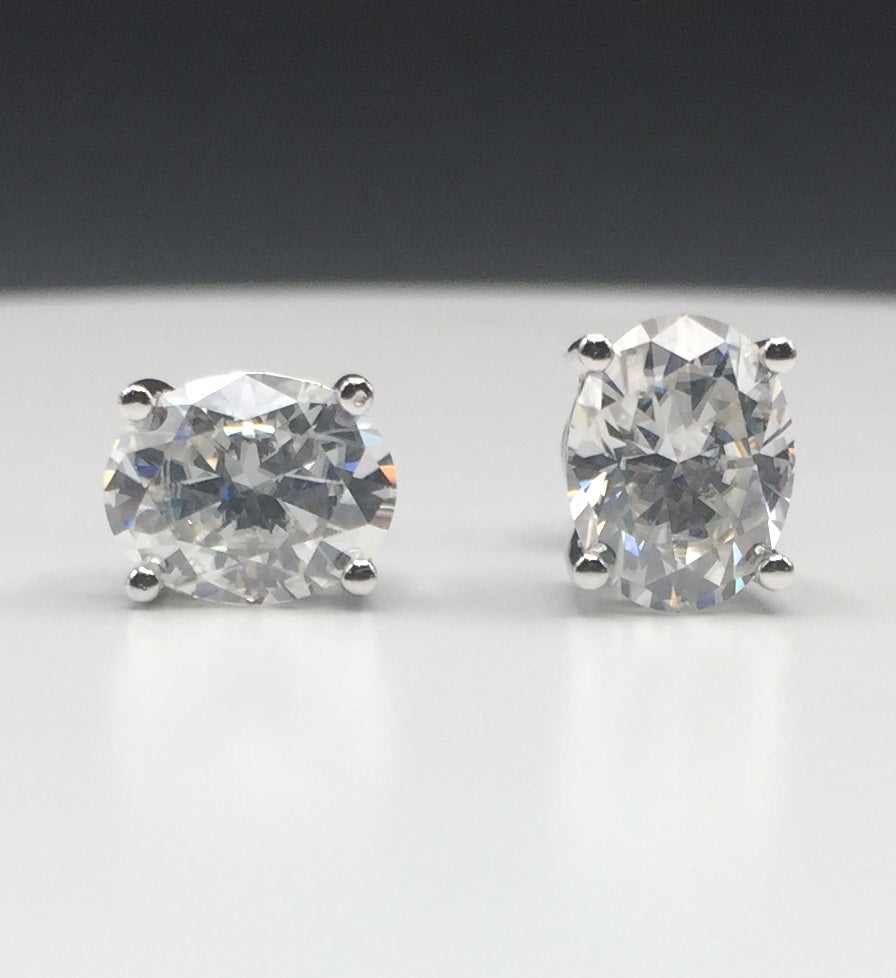 Oval Cut Moissanite Stud Earrings (2 Carat)