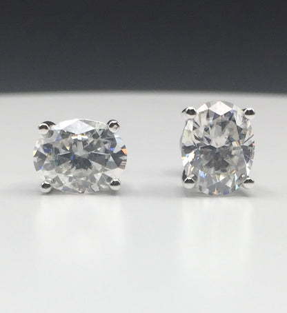 Oval Cut Moissanite Stud Earrings (2 Carat)