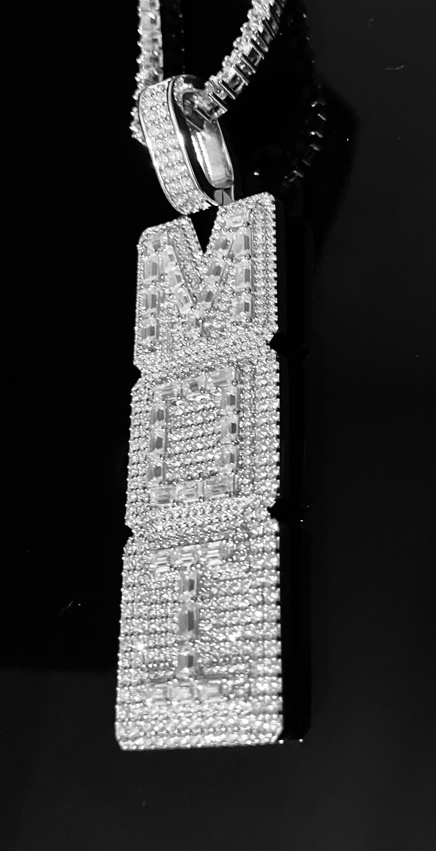 Custom “Round+Baguette” Moissanite Letter Pendants