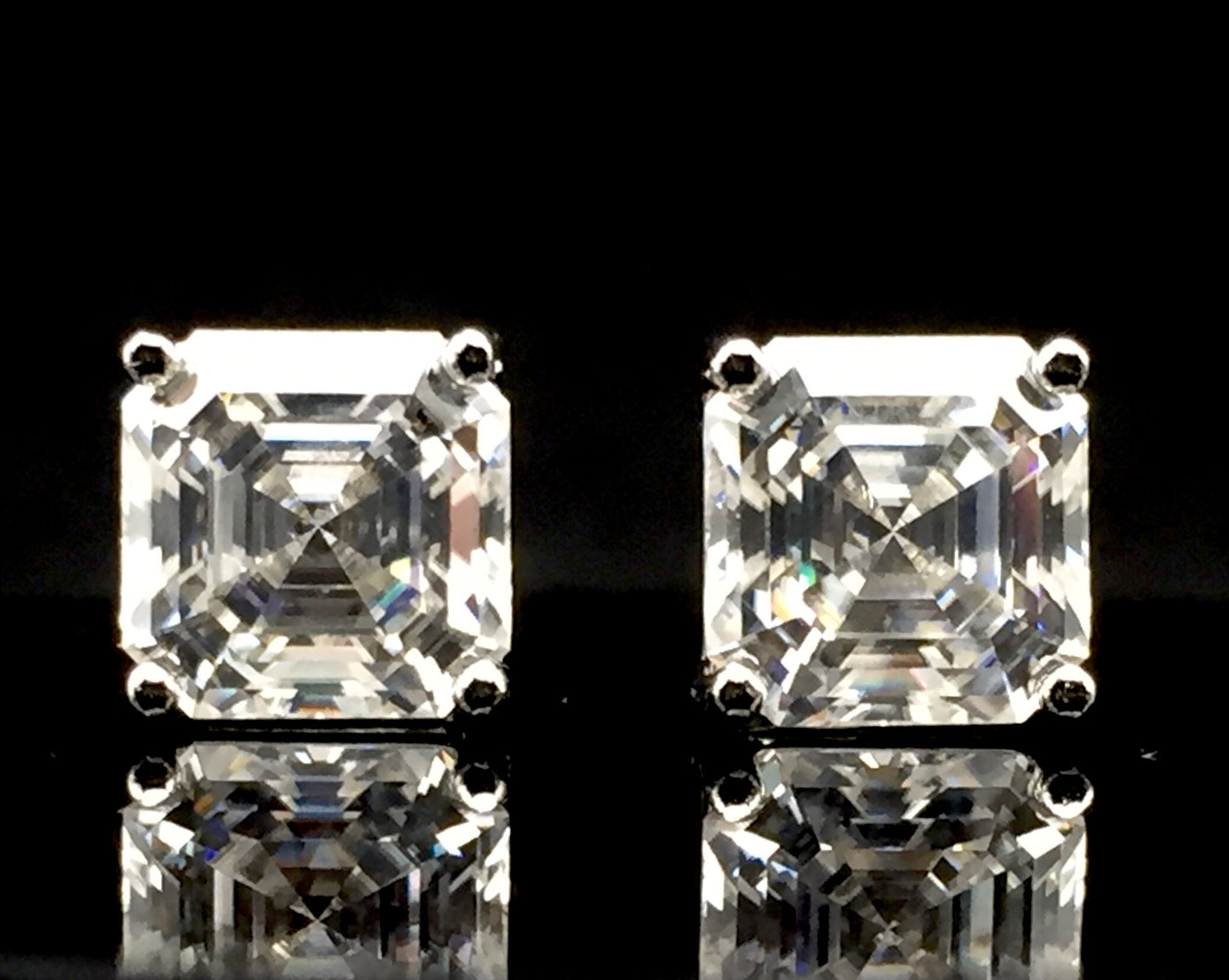 Asscher Cut Moissanite Stud Earrings (2 Carat)