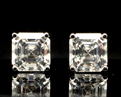 Asscher Cut Moissanite Stud Earrings (2 Carat)