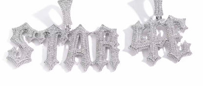 Custom Moissanite Letter/Number Pendant (Gothic Script Style - Medium size)