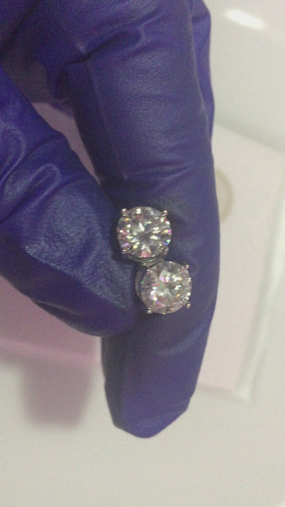 2 Carat Moissanite Stud Earrings (8mm, Screw-back)