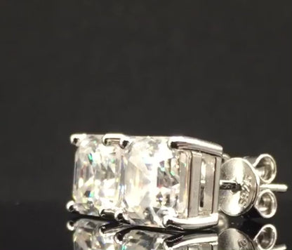 Asscher Cut Moissanite Stud Earrings (2 Carat)