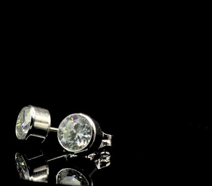 6mm Bezel set Moissanite Stud Earrings (0.8ct)