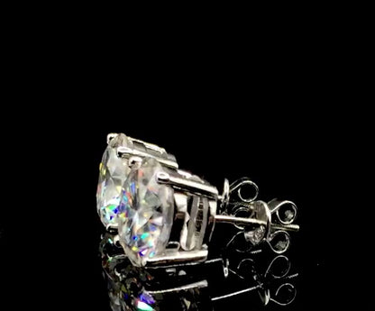 5 Carat VERY BIG Moissanite Stud Earrings (Screwback, 4 prong)