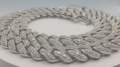 15mm Moissanite 3D Prong Cuban Chain