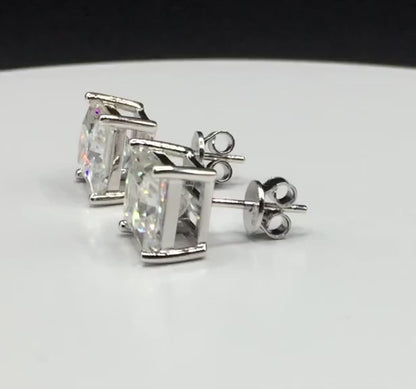 Princess Cut Moissanite Stud Earrings (3 Carat - LARGE)