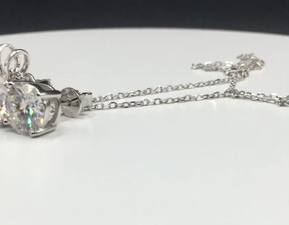 2ct Moissanite Round Brilliant Cut Necklace + Earrings Set