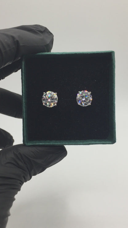 2 Carat Moissanite Stud Earrings (Pushback, 4 prong)