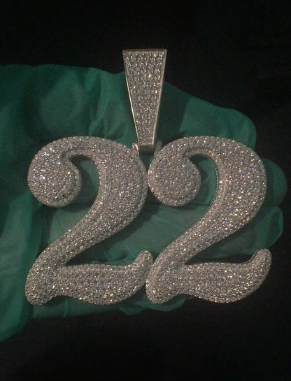 LARGE Custom Moissanite Number Pendant