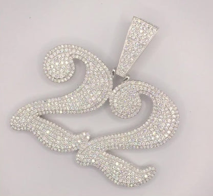 LARGE Custom Moissanite Number Pendant