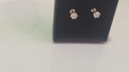 Moissanite Studs: 0.5 - 2 Cts. (Pushback, 6 Prong)