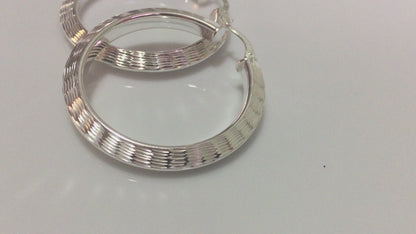 Large Diamond Cut Hoop Earrings