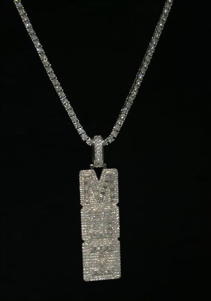 Custom “Round+Baguette” Moissanite Letter Pendants