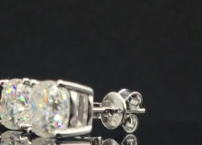 Cushion Cut Moissanite Stud Earrings (2 Carat)