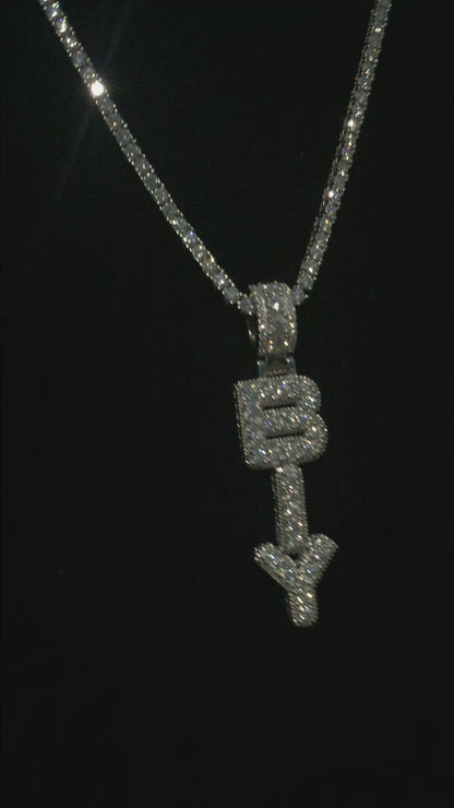 Custom Vertical Moissanite Letter Pendant