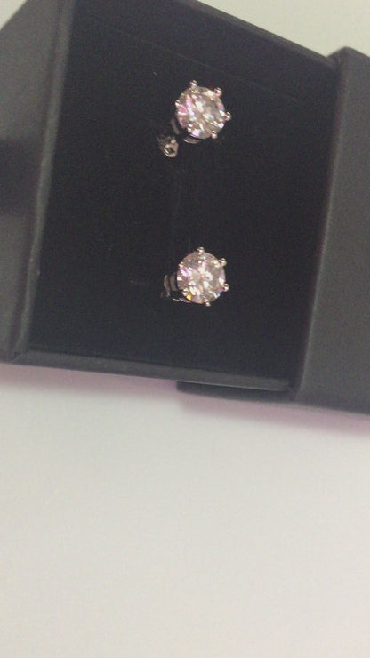 Moissanite Studs: 0.5 - 2 Cts. (Pushback, 6 Prong)