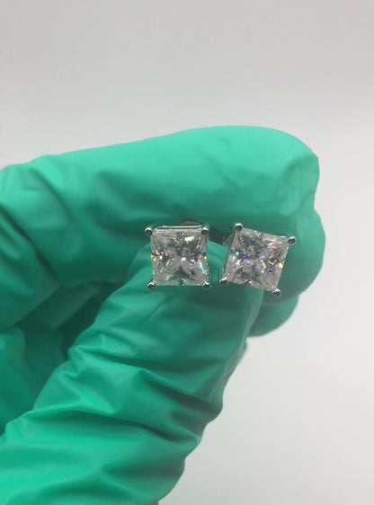Princess Cut Moissanite Stud Earrings (2 Carat)