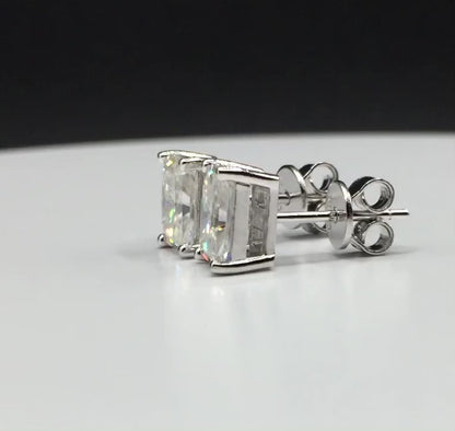 Radiant Cut Moissanite Stud Earrings (1 Carat)