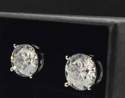 4 Carat VERY LARGE Moissanite Stud Earrings (Screw-back, 4 prong)