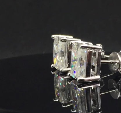 Radiant Cut Moissanite Stud Earrings (2 Carat)